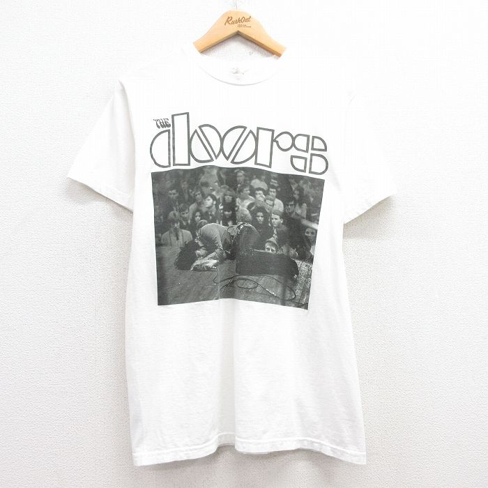M★古着 半袖 ロック バンド Tシャツ メンズ ドアーズ コットン クルーネック 白 ホワイト 25apr30 中古