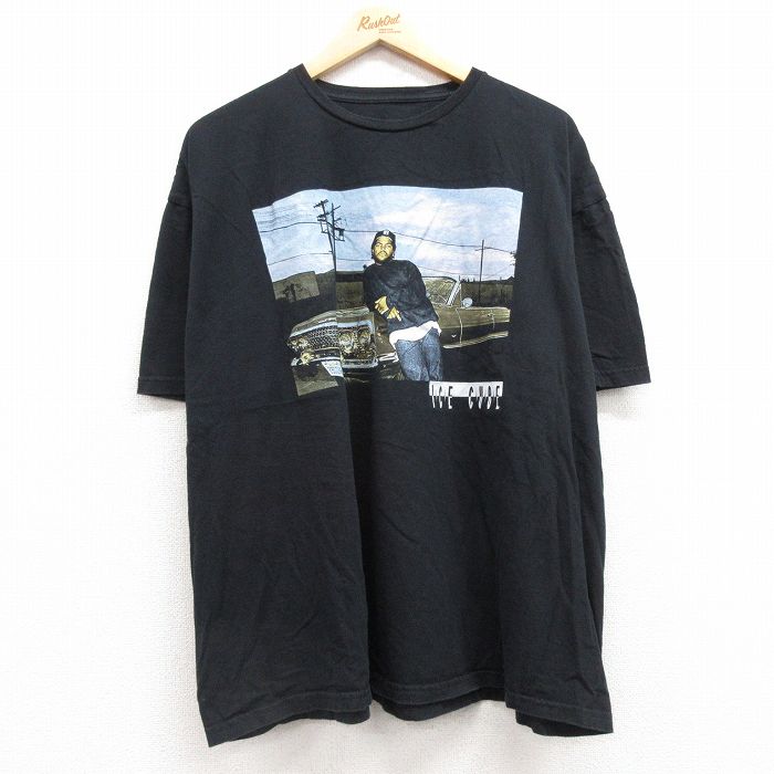 XL★古着 半袖 ヒップホップ ラップ Tシャツ メンズ アイスキューブ 大きいサイズ クルーネック 黒 ブラック 25apr30 中古