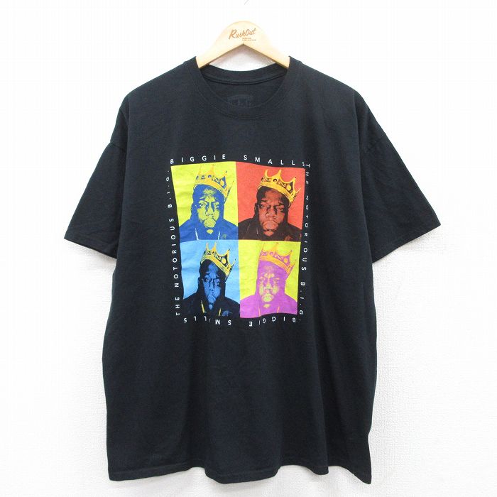 XL★古着 半袖 ヒップホップ ラップ Tシャツ メンズ ノトーリアスBIG 大きいサイズ コットン クルーネック 黒 ブラック 25may10 中古