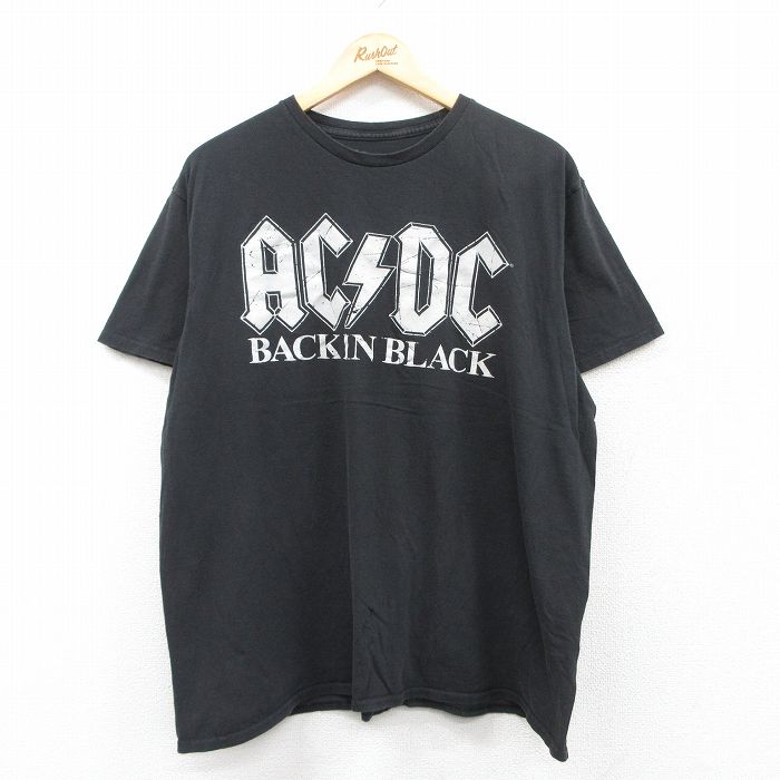 XL★古着 半袖 ロック バンド Tシャツ メンズ AC/DC 大きいサイズ クルーネック 黒 ブラック 25may10 中古