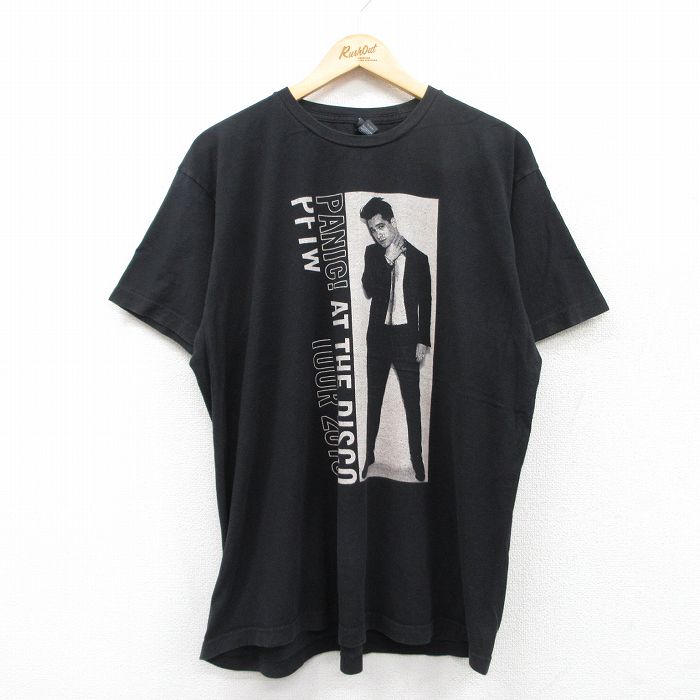 XL★古着 TULTEX 半袖 ロック バンド Tシャツ メンズ パニックアットザディスコ コットン クルーネック 黒 ブラック 25may10 中古