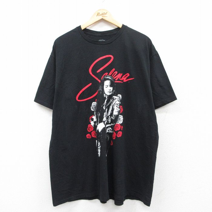 XL★古着 半袖 ロック バンド Tシャツ メンズ セレーナ 大きいサイズ コットン クルーネック 黒 ブラック 25may10 中古