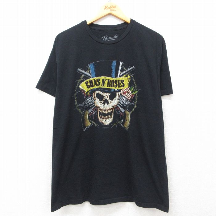L★古着 半袖 ロック バンド Tシャツ メンズ ガンズアンドローゼズ コットン クルーネック 黒 ブラック 25may14 中古