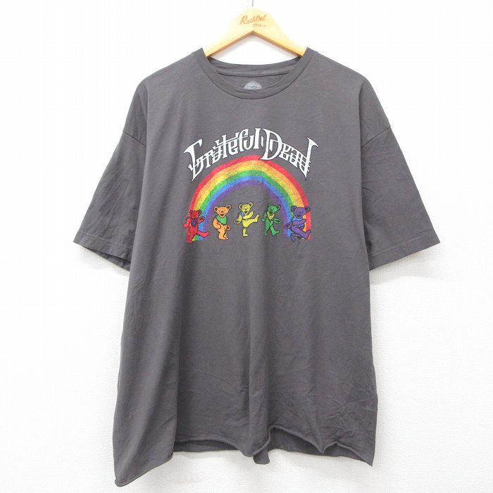XL★古着 半袖 ロック バンド Tシャツ メンズ グレイトフルデッド 大きいサイズ コットン クルーネック グレー 【spe】 25may14 中古
