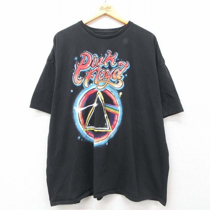 XL★古着 半袖 ロック バンド Tシャツ メンズ ピンクフロイド 大きいサイズ コットン クルーネック 黒 ブラック 25may14 中古