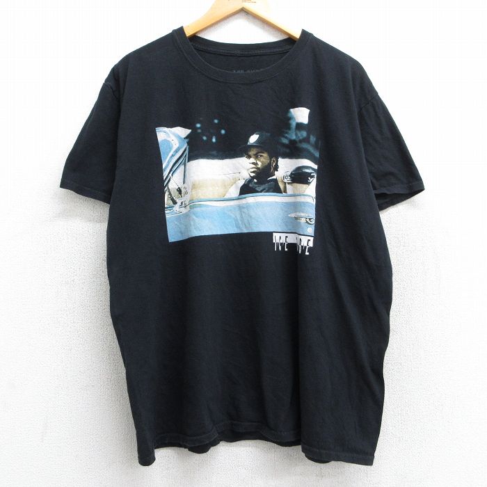 XL★古着 半袖 ヒップホップ ラップ Tシャツ メンズ アイスキューブ 大きいサイズ コットン クルーネック 黒 ブラック 25may28 中古