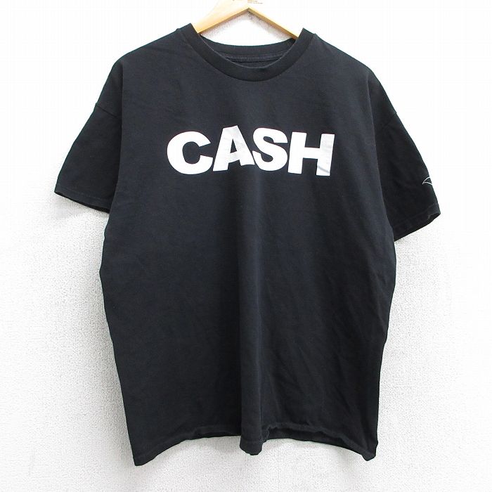 XL★古着 半袖 ロック バンド Tシャツ メンズ ジョニーキャッシュ コットン クルーネック 黒 ブラック 25may28 中古