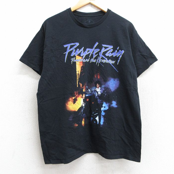 L★古着 半袖 ロック バンド Tシャツ メンズ プリンス コットン クルーネック 黒 ブラック 25may28 中古
