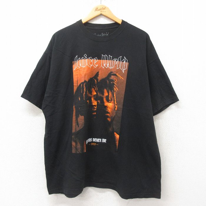 XL★古着 半袖 ヒップホップ ラップ Tシャツ メンズ ジュースワールド 大きいサイズ コットン クルーネック 黒 ブラック 25may31 中古