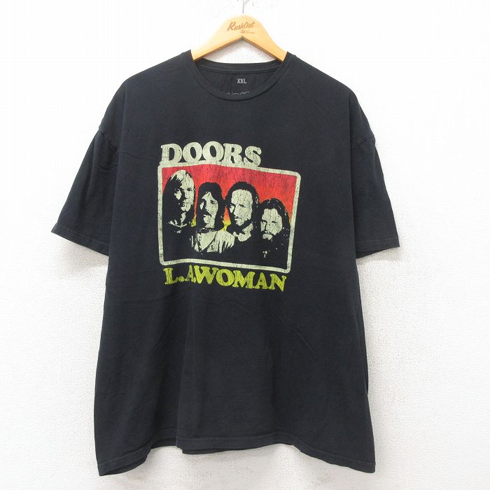 XL★古着 半袖 ロック バンド Tシャツ メンズ ドアーズ 大きいサイズ コットン クルーネック 黒 ブラック 25may31 中古