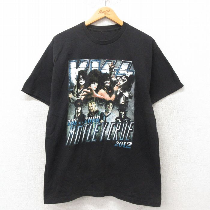 L★古着 半袖 ロック バンド Tシャツ メンズ キッス モトリークルー クルーネック 黒 ブラック 25may31 中古