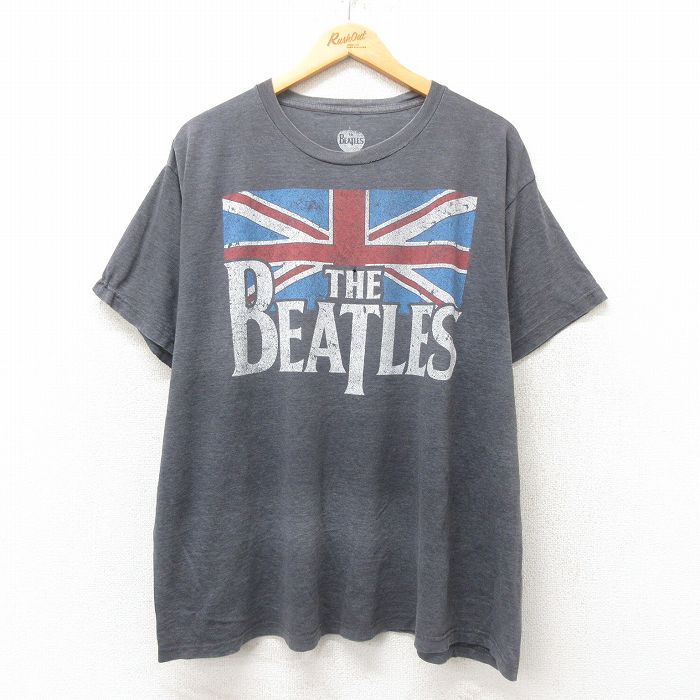XL★古着 半袖 ロック バンド Tシャツ メンズ ビートルズ The Beatles 大きいサイズ クルーネック グレー 霜降り 25may31 中古