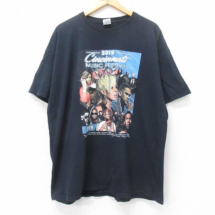XL★古着 半袖 ロック バンド Tシャツ メンズ メアリーJブライジ ブラックストリート 大きいサイズ コットン クルーネック 黒 ブラック 25jun12 中古