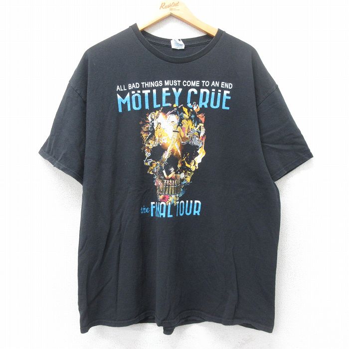 XL★古着 半袖 ロック バンド Tシャツ メンズ モトリークルー 大きいサイズ コットン クルーネック 黒 ブラック 25jun12 中古
