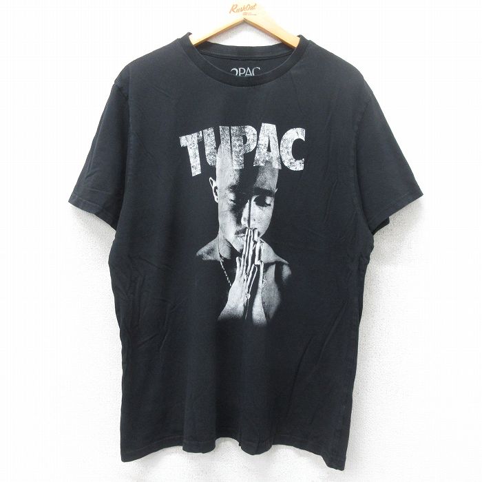 XL★古着 半袖 ヒップホップ ラップ Tシャツ メンズ トゥパック 2パック 2PAC コットン クルーネック 黒 ブラック 25jun12 中古