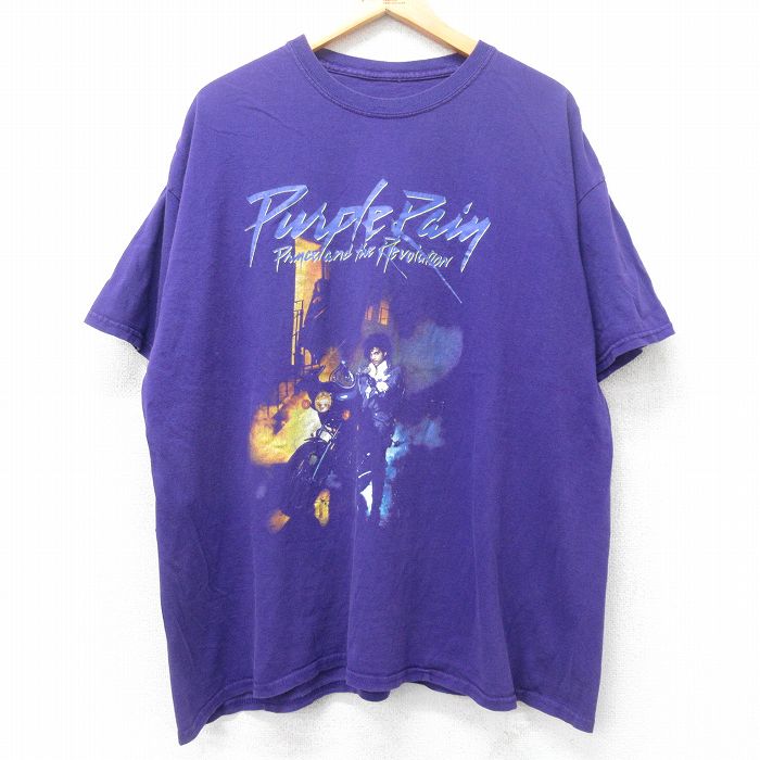 【20%OFF】XL★古着 半袖 ロック バンド Tシャツ メンズ プリンス 大きいサイズ コットン クルーネック 紫 パープル 25jun12 中古