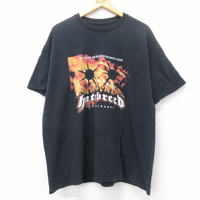 XL★古着 半袖 ロック バンド Tシャツ メンズ ヘイトブリード ブリーディングスルー 大きいサイズ クルーネック 黒 ブラック 25jun12 中古