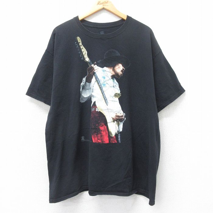 XL★古着 ヘインズ Hanes 半袖 ロック バンド Tシャツ メンズ ジミヘンドリックス 大きいサイズ コットン クルーネック 黒 ブラック 25jun12 中古