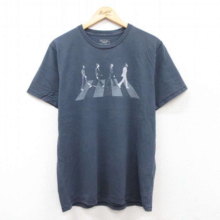 XL★古着 アバクロンビー Abercrombie&fitch 半袖 ロック バンド Tシャツ メンズ ビートルズ The Beatles クルーネック 黒 ブラック 25jun20 中古