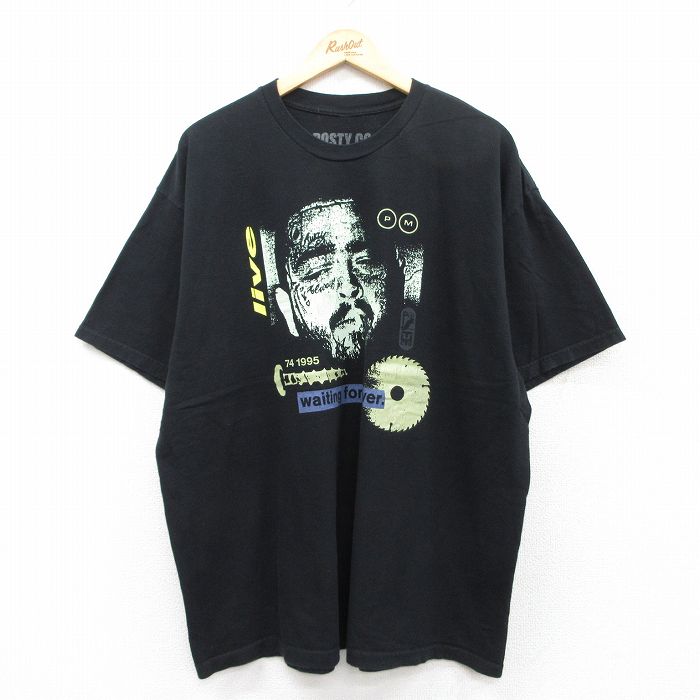 XL★古着 半袖 ヒップホップ ラップ Tシャツ メンズ ポストマローン 大きいサイズ コットン クルーネック 黒 ブラック 25jun20 中古