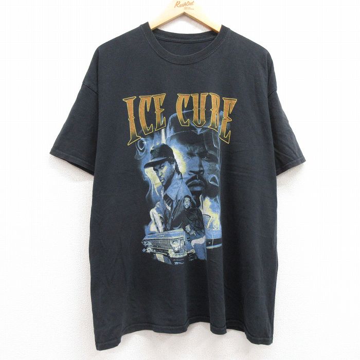 XL★古着 半袖 ヒップホップ ラップ Tシャツ メンズ アイスキューブ 大きいサイズ クルーネック 黒 ブラック 25jun30 中古