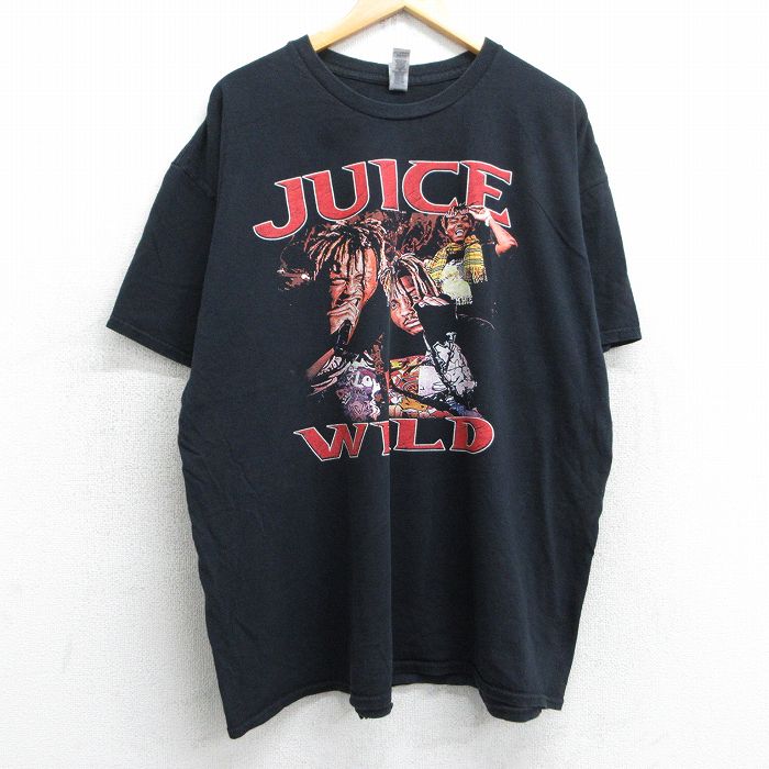 XL★古着 半袖 ヒップホップ ラップ Tシャツ メンズ ジュースワールド 大きいサイズ コットン クルーネック 黒 ブラック 25jul03 中古