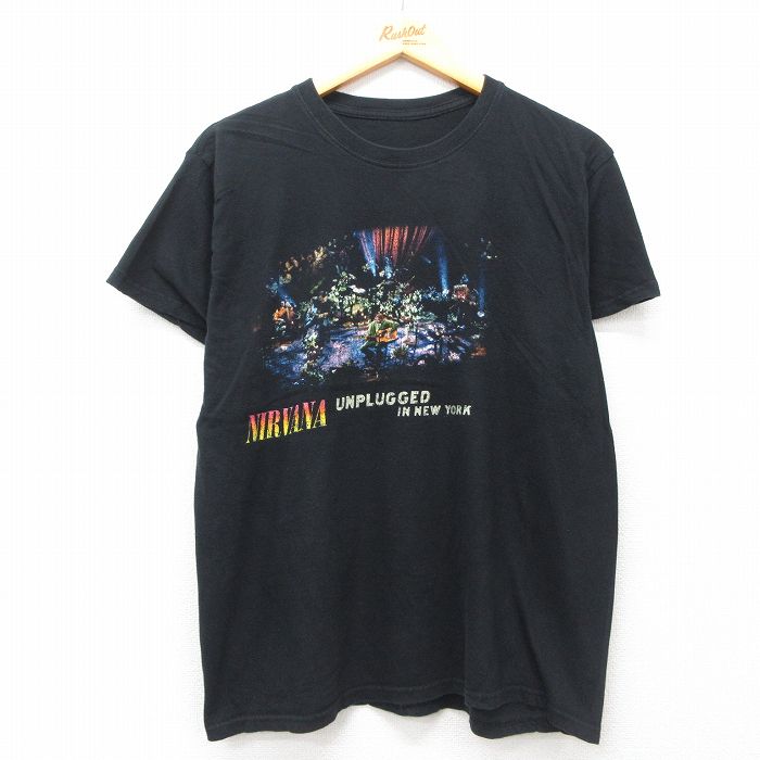 L★古着 半袖 ロック バンド Tシャツ メンズ ニルバーナ ニルヴァーナ クルーネック 黒 ブラック 25jul10 中古