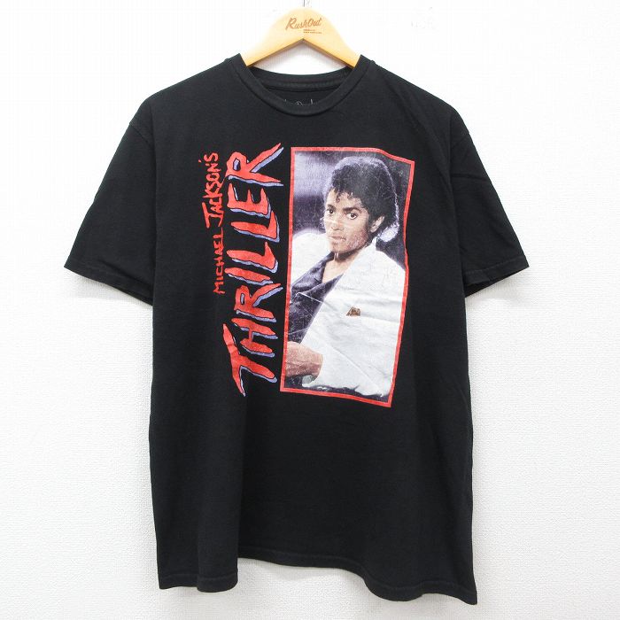 XL★古着 半袖 ロック バンド Tシャツ メンズ マイケルジャクソン コットン クルーネック 黒 ブラック 25jul10 中古