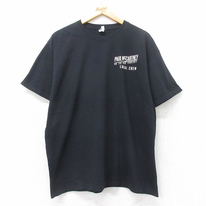 XL★古着 半袖 ロック バンド Tシャツ メンズ ポールマッカートニー コットン クルーネック 黒 ブラック 25jul14 中古