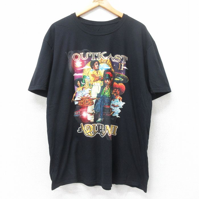 XL★古着 半袖 ヒップホップ ラップ Tシャツ メンズ アウトキャスト 大きいサイズ クルーネック 黒 ブラック 25jul14 中古