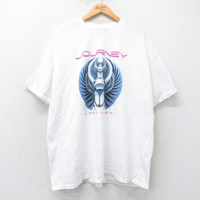 XL★古着 半袖 ロック バンド Tシャツ メンズ ジャーニー 大きいサイズ コットン クルーネック 白 ホワイト 25jul14 中古