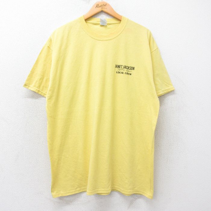 XL★古着 半袖 ロック バンド Tシャツ メンズ ジャネットジャクソン クルーネック 黄 イエロー 25jul14 中古
