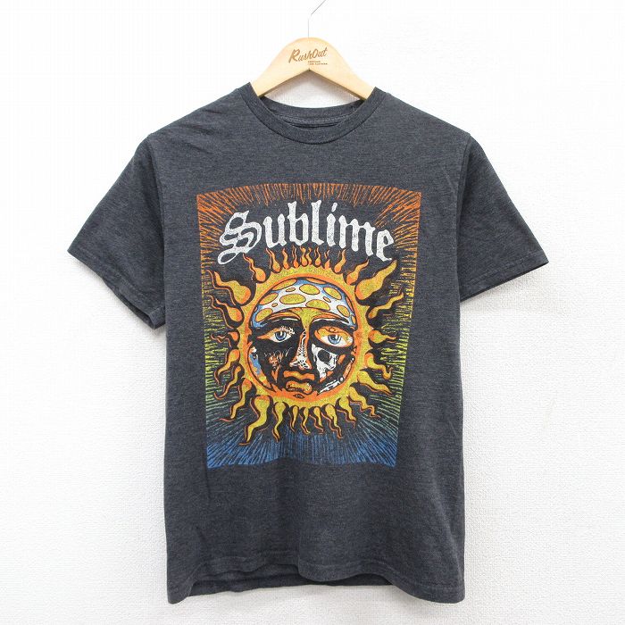 【20%OFF】S★古着 半袖 ロック バンド Tシャツ メンズ サブライム クルーネック 濃グレー 霜降り 25jul14 中古