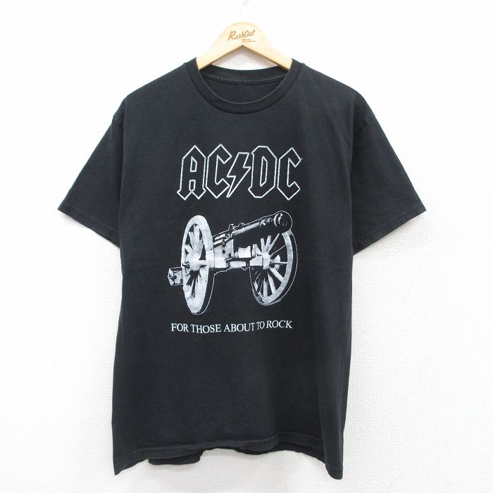 L★古着 半袖 ロック バンド Tシャツ メンズ AC/DC クルーネック 黒 ブラック 25jul14 中古
