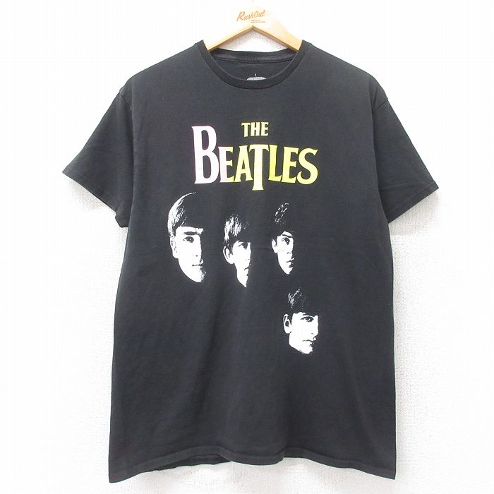 L★古着 半袖 ロック バンド Tシャツ メンズ ビートルズ The Beatles コットン クルーネック 黒 ブラック 25jul14 中古