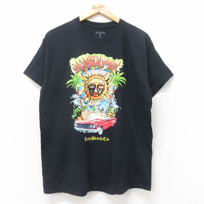 L★古着 半袖 ロック バンド Tシャツ メンズ サブライム コットン クルーネック 黒 ブラック 25jul14 中古