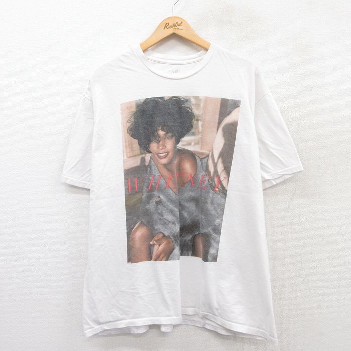XL★古着 半袖 ロック バンド Tシャツ メンズ ホイットニー 大きいサイズ コットン クルーネック 白 ホワイト 25jul14 中古