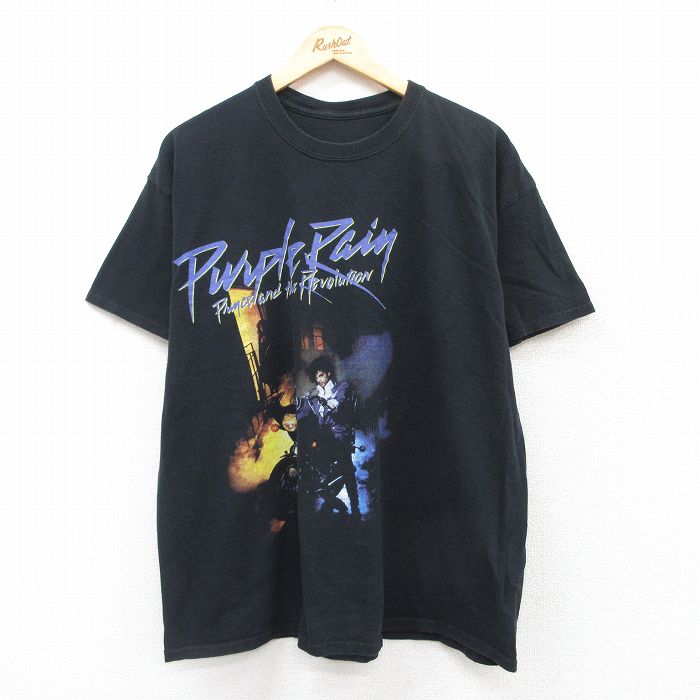 【50%OFF】XL★古着 半袖 ロック バンド Tシャツ メンズ プリンス クルーネック 黒 ブラック 25jul14 中古