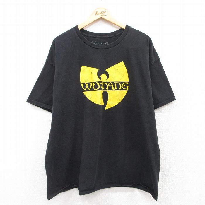 XL★古着 半袖 ヒップホップ ラップ Tシャツ メンズ ウータンクラン 大きいサイズ コットン クルーネック 黒 ブラック 25jul14 中古