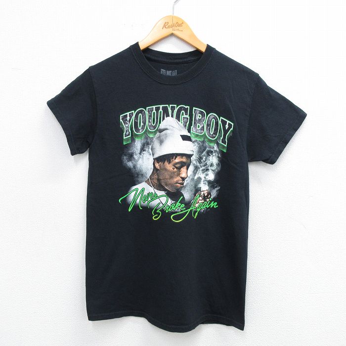 S★古着 半袖 ヒップホップ ラップ Tシャツ メンズ ヤングボーイネヴァーブロークアゲイン コットン クルーネック 黒 ブラック 25jul16 中古