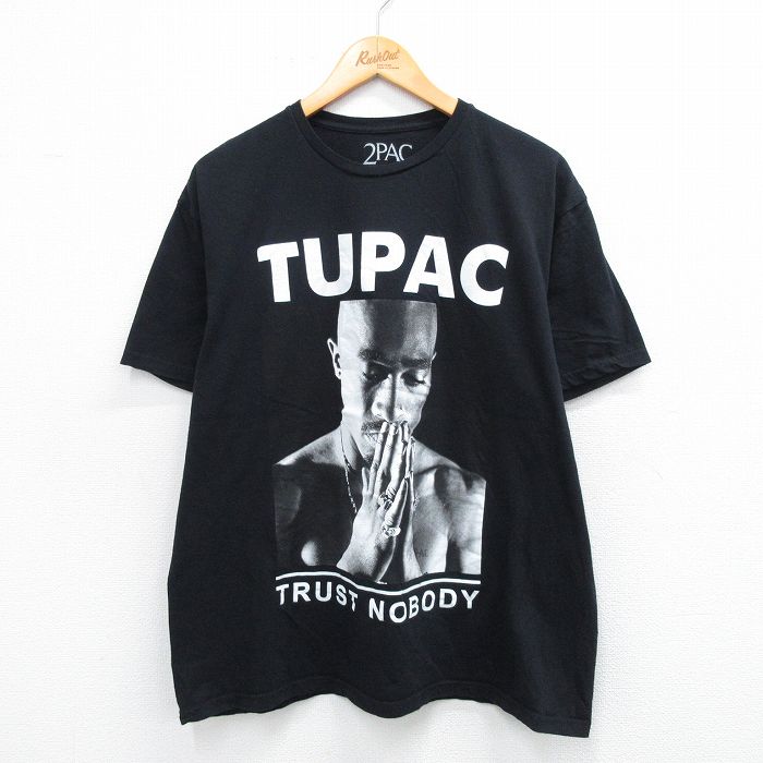 XL★古着 半袖 ヒップホップ ラップ Tシャツ メンズ トゥパック 2パック コットン クルーネック 黒 ブラック 25jul16 中古