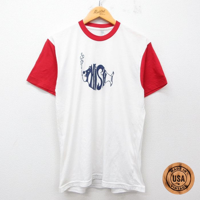 【50%OFF】アメリカンアパレル 半袖Tシャツ フィッシュ ホワイト M | 古着