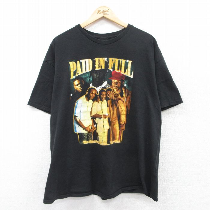 【20%OFF】XL★古着 半袖 ヒップホップ ラップ Tシャツ メンズ エリック&ラキム 大きいサイズ コットン クルーネック 黒 ブラック 25jul16 中古