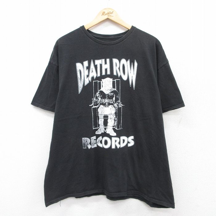 XL★古着 半袖 ヒップホップ ラップ Tシャツ メンズ デスロウレコード 大きいサイズ クルーネック 黒 ブラック 25jul16 中古