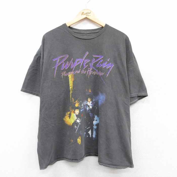 XL★古着 半袖 ロック バンド Tシャツ メンズ プリンス 大きいサイズ コットン クルーネック グレー 25jul16 中古