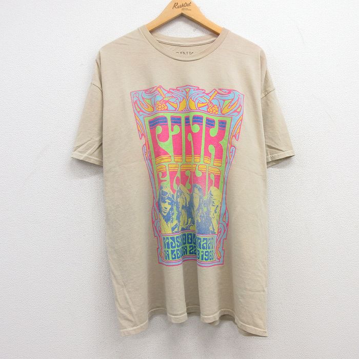 XL★古着 半袖 ロック バンド Tシャツ メンズ ピンクフロイド 大きいサイズ コットン クルーネック ベージュ カーキ 25jul19 中古