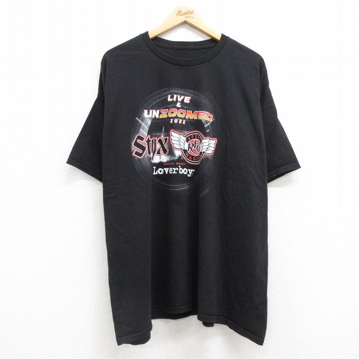 半袖ロックバンドTシャツ REOスピードワゴンプリント ブラック XL | 古着