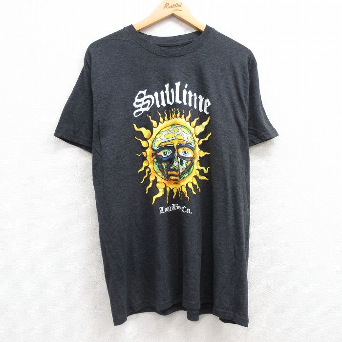 XL★古着 半袖 ロック バンド Tシャツ メンズ サブライム クルーネック 濃グレー 霜降り 25jul19 中古