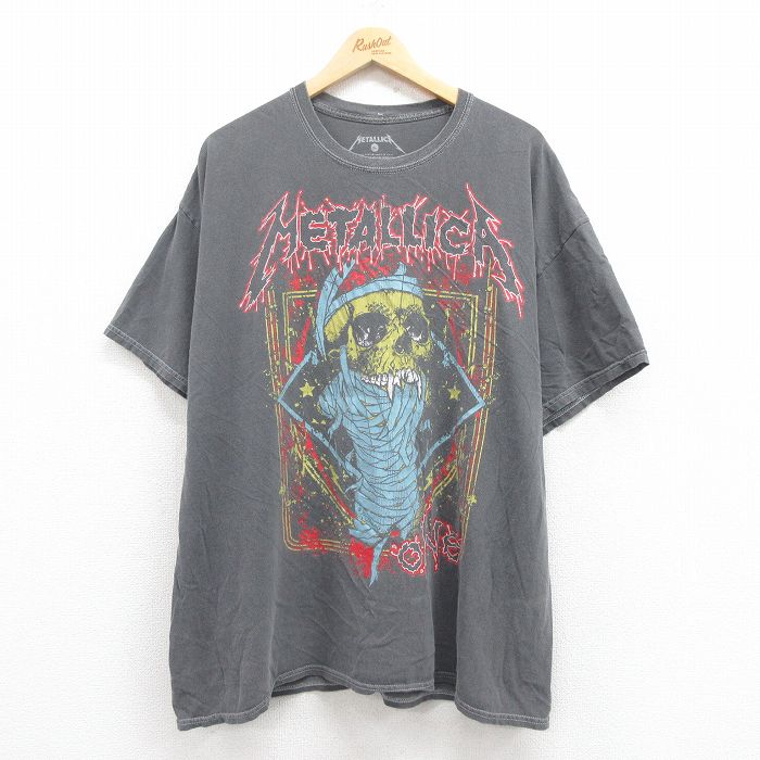 XL★古着 半袖 ロック バンド Tシャツ メンズ メタリカ パスヘッド 大きいサイズ コットン グレー 【spe】 25jul31 中古