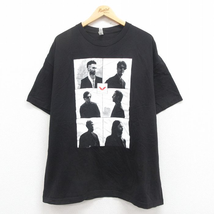 XL★古着 半袖 ロック バンド Tシャツ メンズ マルーン5 大きいサイズ コットン クルーネック 黒 ブラック 25jul31 中古